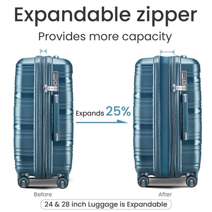 Luggage 4 Piece Sets(14/20/24/28), Hard Shell Lightweight TSA Lock Carry on Expandable Suitcase with Spinner Wheels Travel Set for Men Women, Champagne