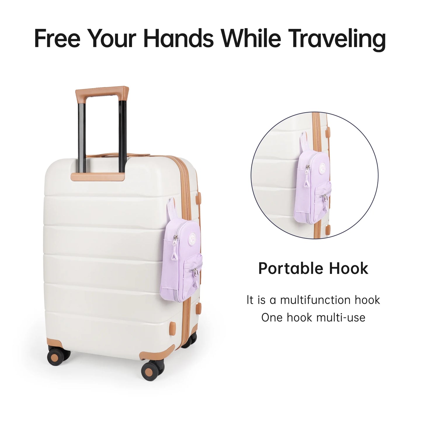Carry On Luggage 22 x 14 x 9 Airline Approved Lightweight Hardside Spinner Luggage with TSA Lock and Laptop Compartment, Beige, CY2431