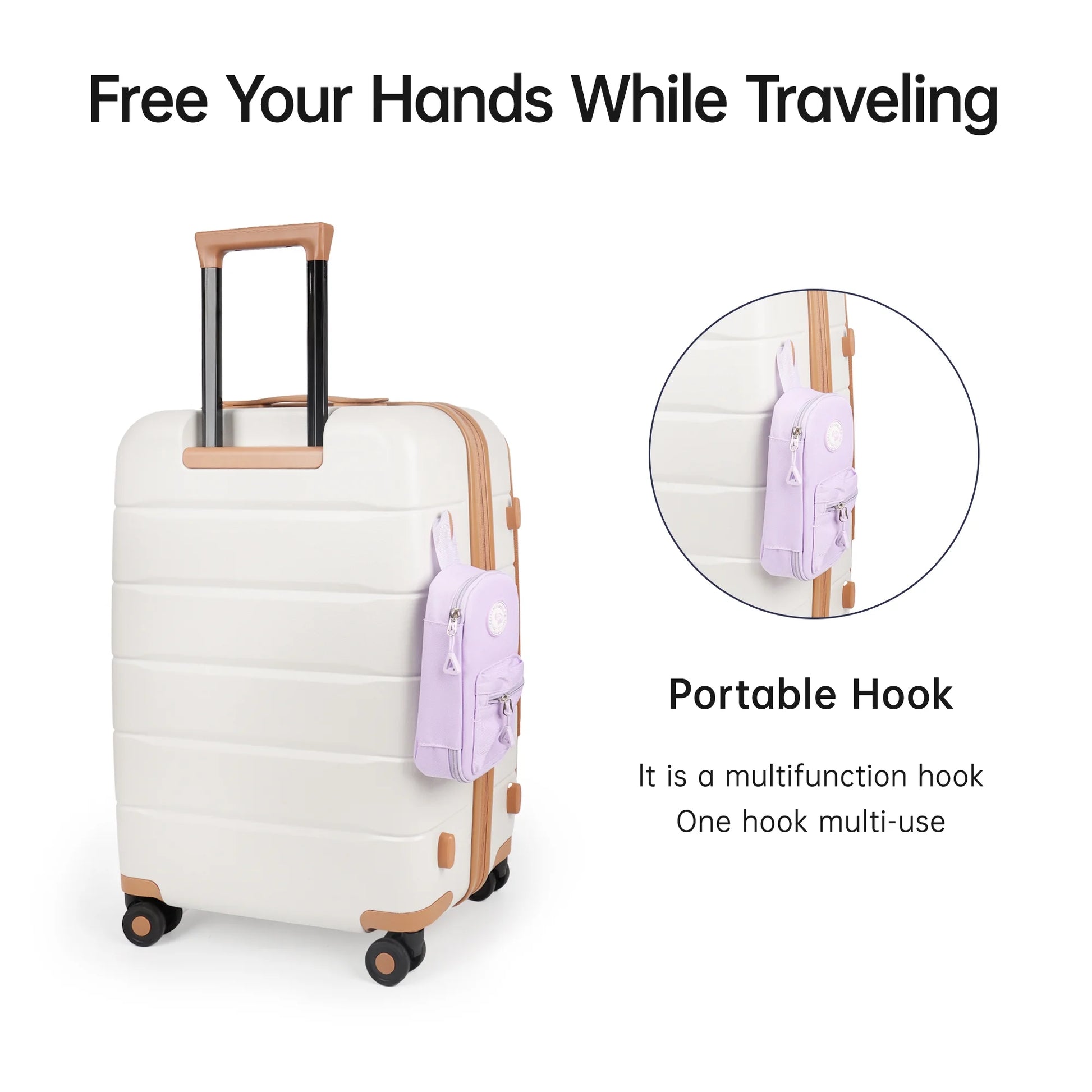 Carry On Luggage 22 x 14 x 9 Airline Approved Lightweight Hardside Spinner Luggage with TSA Lock and Laptop Compartment, Beige, CY2431