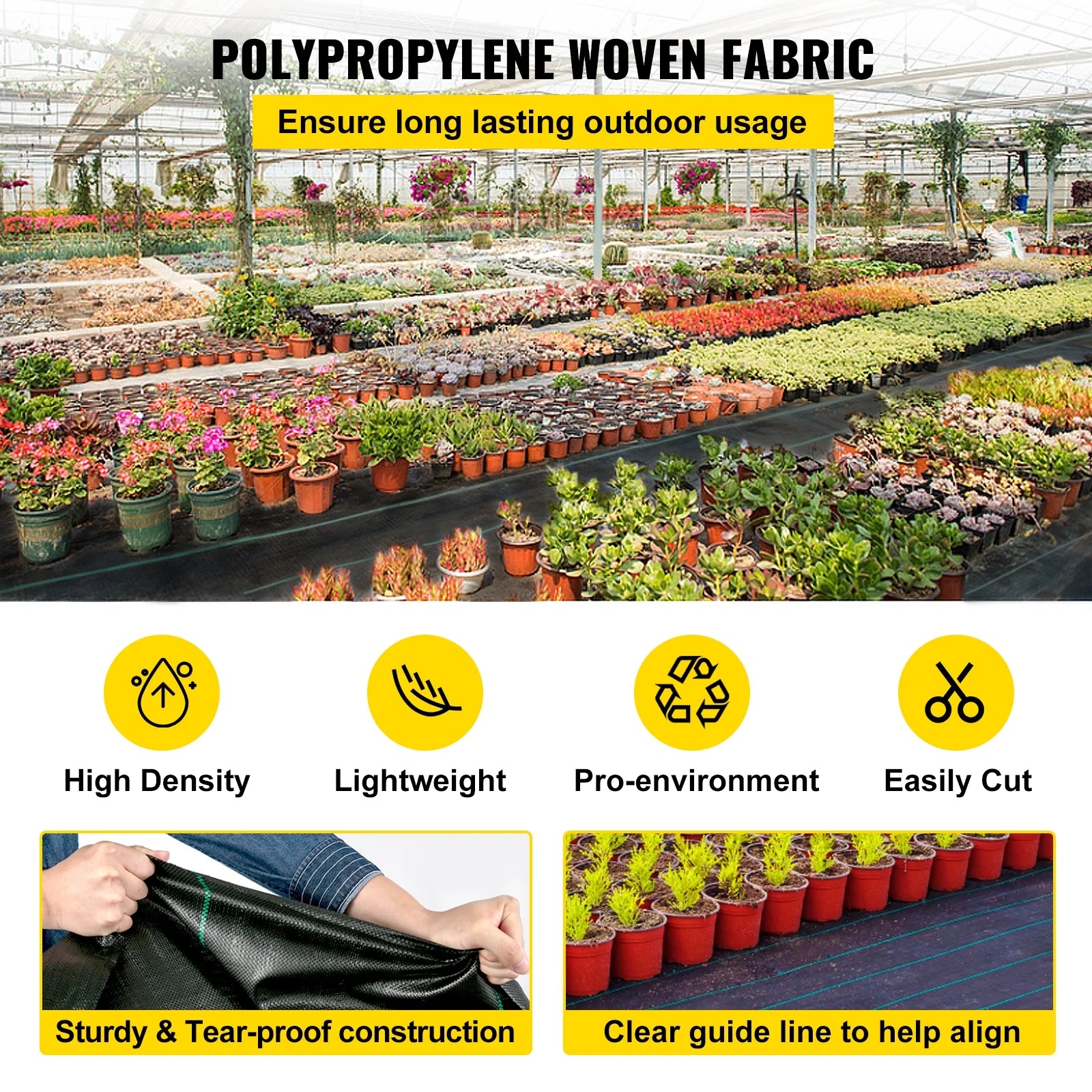 KFFKFF 6.5FTx300FT Superior Weed Barrier Cloth, Robust 3.2OZ, Interlaced Weed Prevention Material, Excellent Permeability Ideal for Flower Beds, Geotextile Cloth for Underlayment