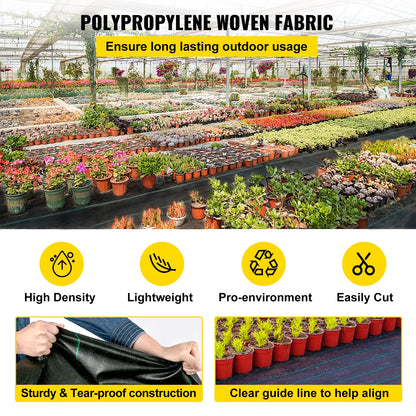 KFFKFF 6.5FTx300FT Superior Weed Barrier Cloth, Robust 3.2OZ, Interlaced Weed Prevention Material, Excellent Permeability Ideal for Flower Beds, Geotextile Cloth for Underlayment