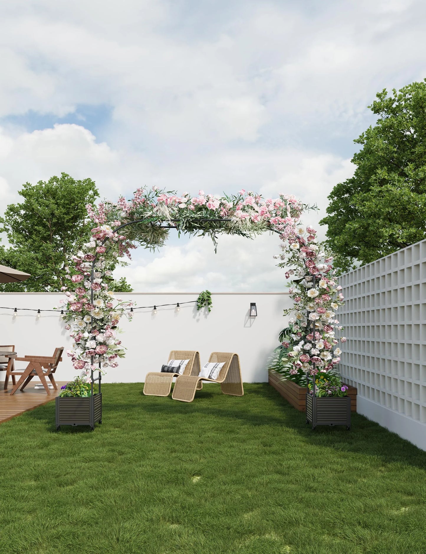 Riedhoff Span 47.2" Steel Garden Arch Trellis for Climbing Plants,Outdoor Garden Arbors and Arches