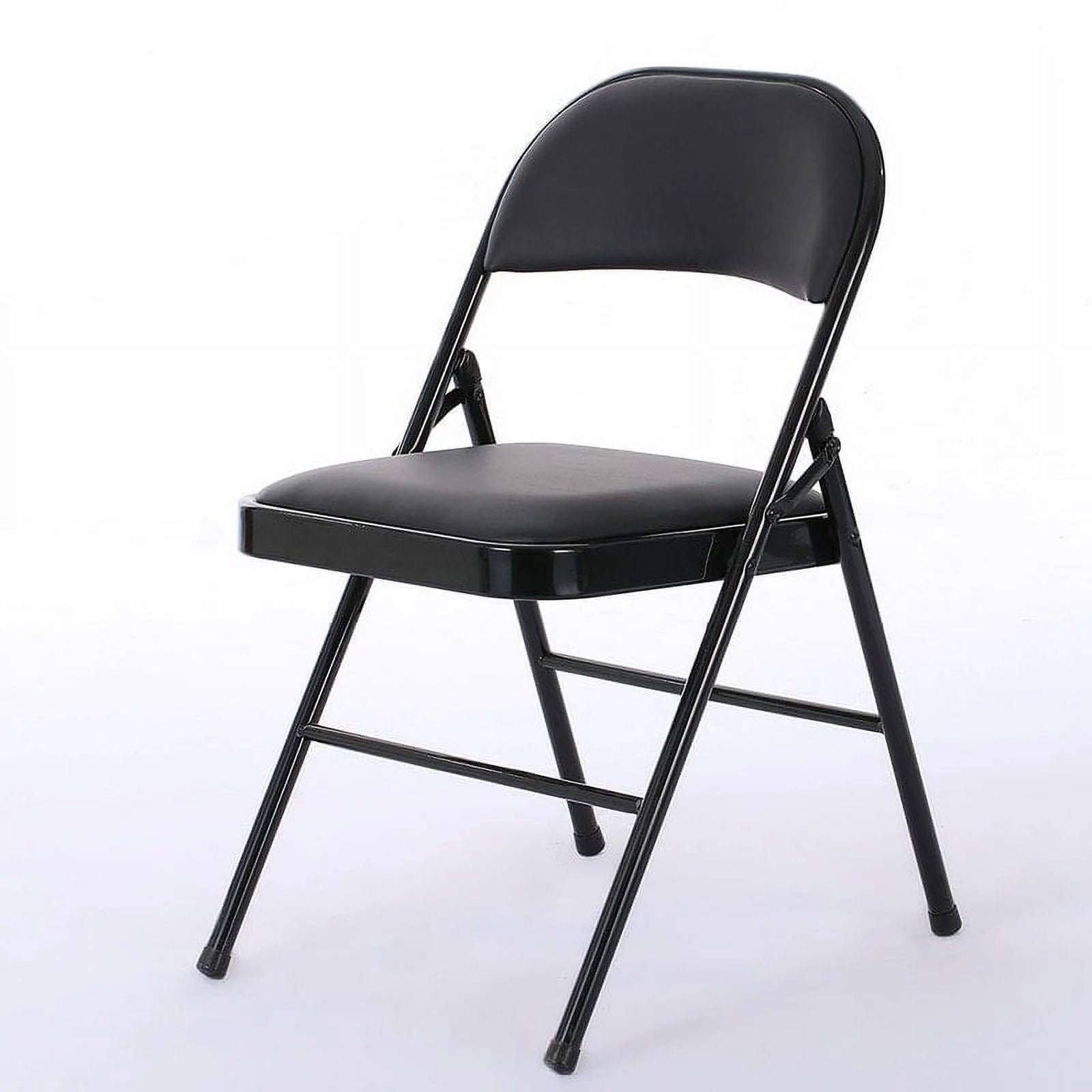 Folding Chairs with Leather Padded Seats Black for Home Office 6-Pack