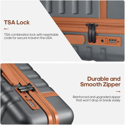 UKEIN Luggage Sets 3 Piece, Carry On Luggage with Wheels, 20 Inch Hardshell Suitcase with TSA Lock, 100% PC Carry On Suitcases Airline Approved With Travel Backpack for Men Women