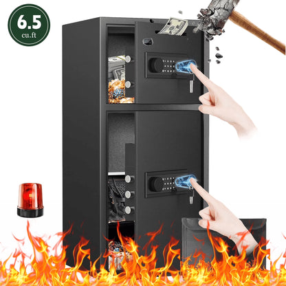 Opentiny 6.5 Cuft Large Safe, Digital Lock Home Safe Fireproof Waterproof, Anti-Theft Money Safe Box with Deposit Slot & Dual Alarm System, Digital Security Document Safe for Home Office Hotel