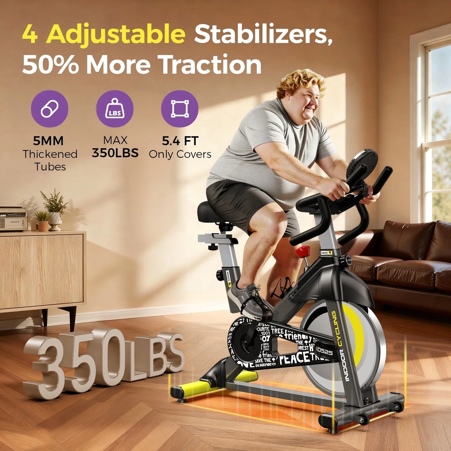 Pooboo Stationary Exercise Bike Indoor Cycling Bike Cycle Bicycle Adjustable Resistance for Home Office Cardio Workout Machine Max Weight 350 lbs