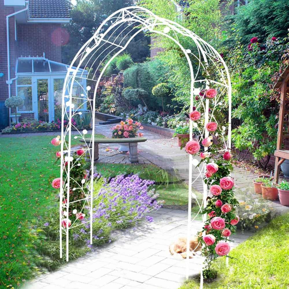 Tcbosik Metal Garden Arch for Climbing Plants, Wedding & Event Decoration, Assemble Freely 8 Styles Archway for Wedding Party Events, Cream White