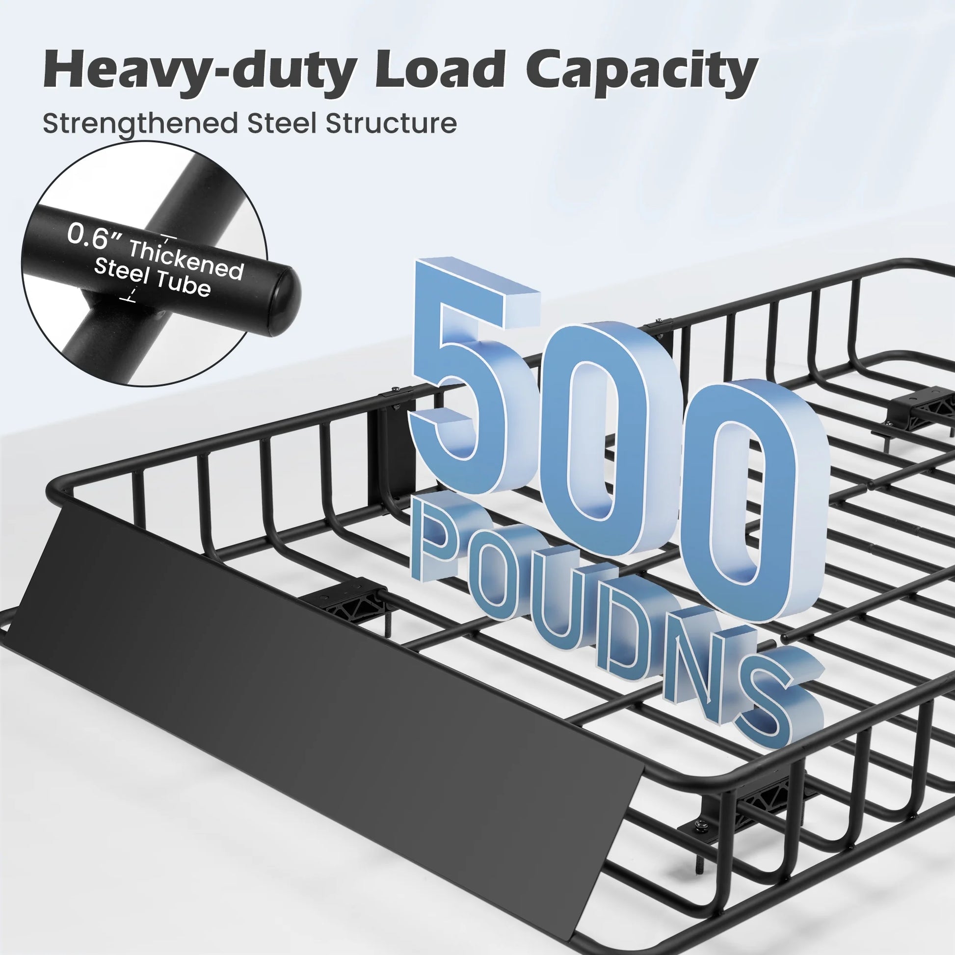 Naipo Roof Rack Cargo Basket,500 lb,64"x39"x6"Extendable Roof Luggage Holder Rack with 4 U-Bolts for SUV/RV,Camping