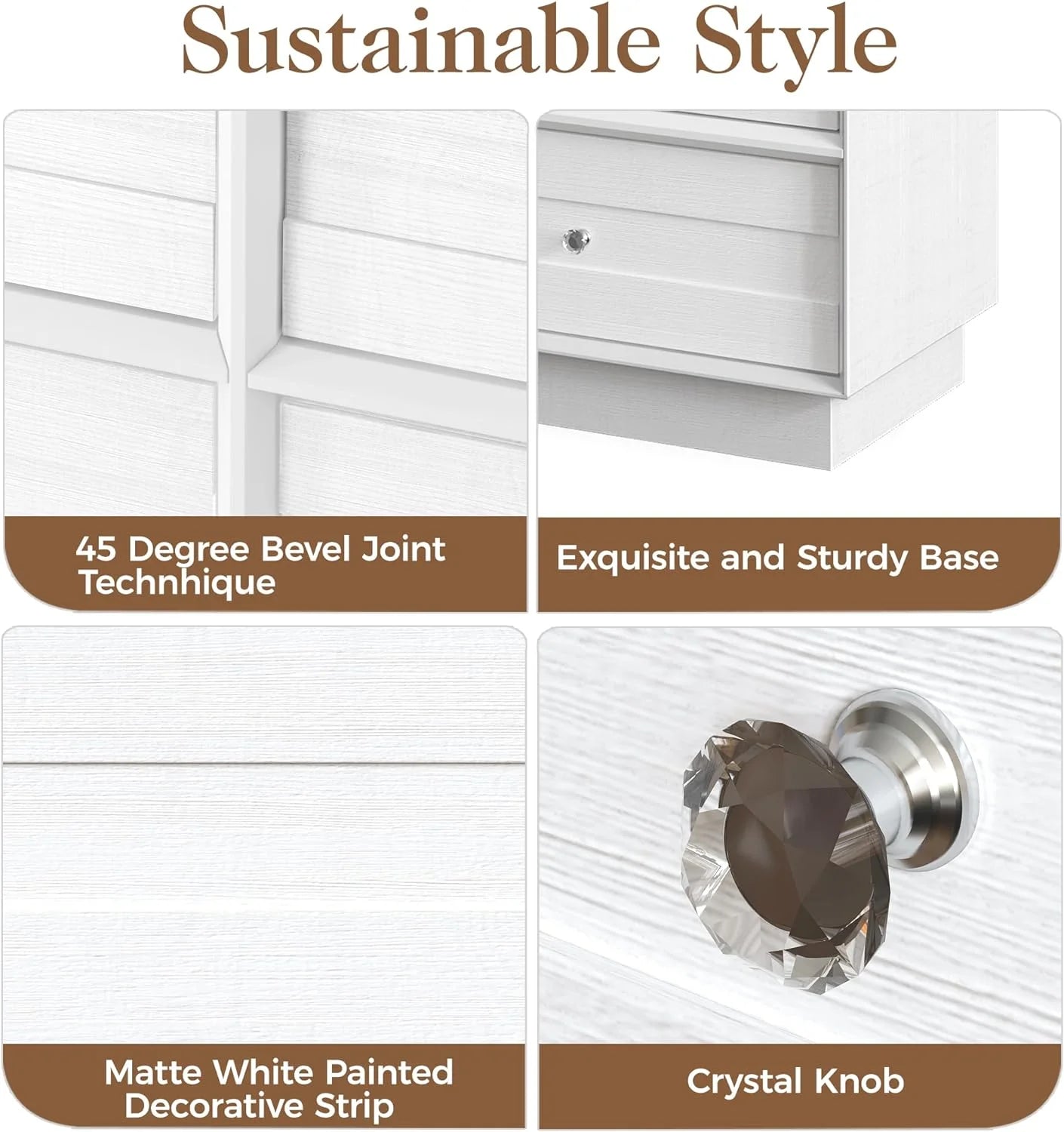 CozyHom 6 Drawers Dresser For Bedroom, Dressers Chest for Home Office, Wood Storage Cabinet for Living Room Hallway Closet, White