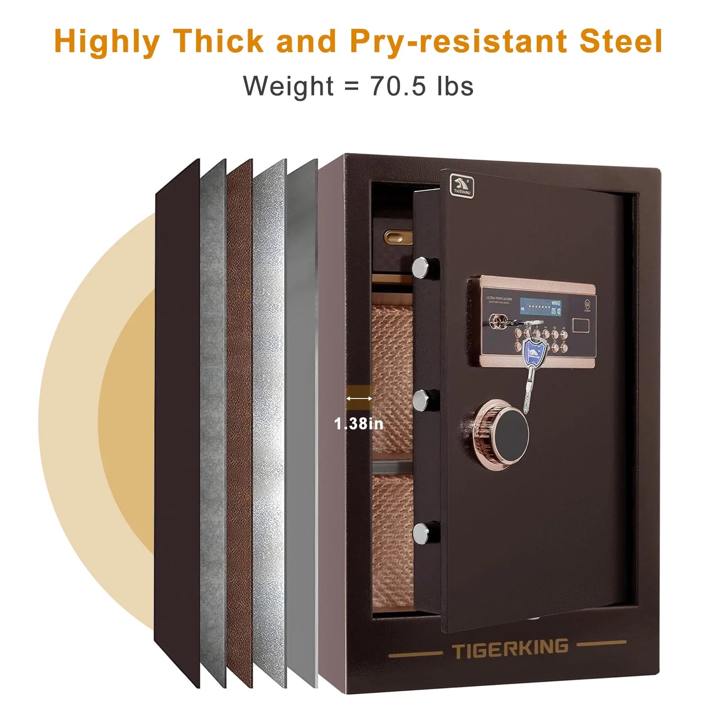 TIGERKING Safe Box 3.47 Cubic Feet, Double Large Safety Key Lock and Password Safes for Home Office