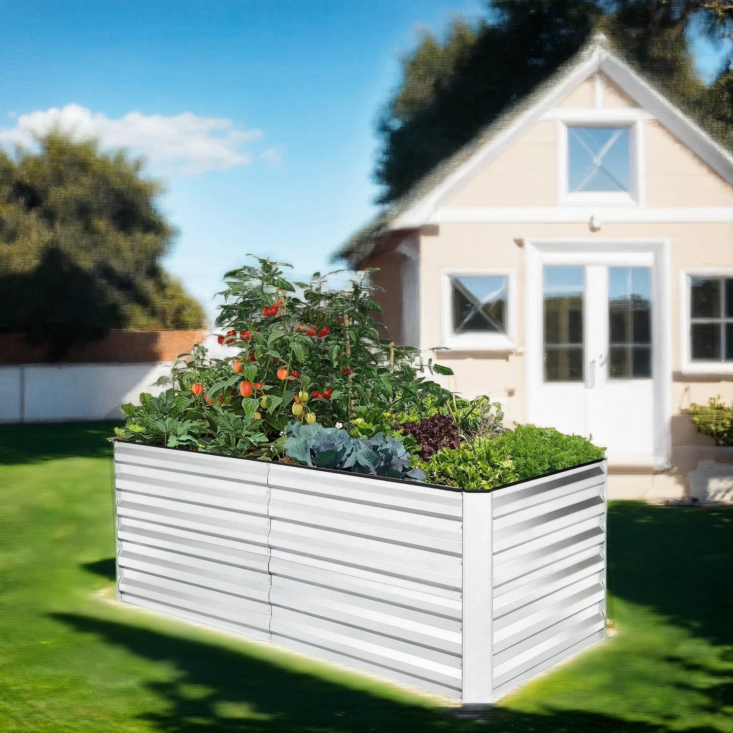 Homdox 6*3*2FT Galvanized Raised Garden Bed, Outdoor Thickened Raised Garden Planter Box for Vegetable Flower Fruit Herb, Rectangular Metal Garden Raised Box for Garden Yard, Black