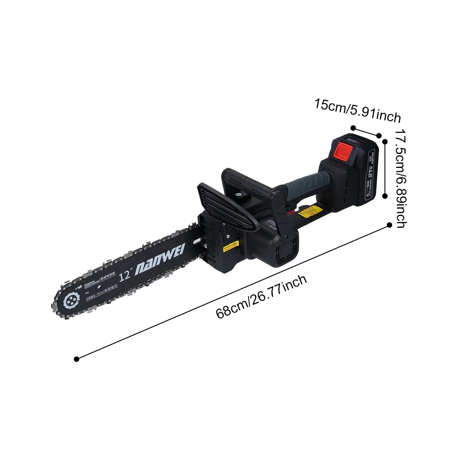 12inch 12inch Cordless Chainsaw Electric Chainsaw 21V 4000mah Battery Safety Lock Battery Operated Saw With Brushless Motor For Cutting Trees Garden Pruning