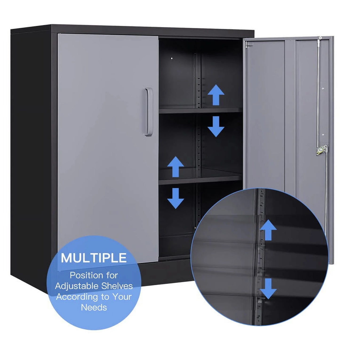 Fesbos Metal Storage Cabinet, Base Cabinets 2 Door, Steel Storage Cabinets with Locking Doors and Shelves for Garage, Kithen, Home Office and Classroom