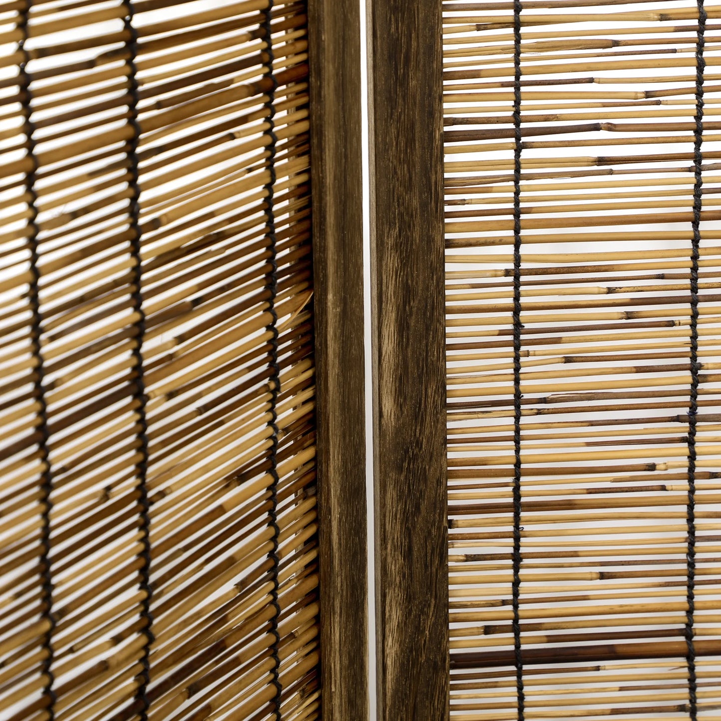 HOMCOM Woven 4 Panel Room Divider, 5.5' Tall Folding Privacy Screen, Brown