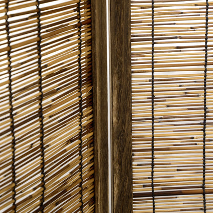 HOMCOM Woven 4 Panel Room Divider, 5.5' Tall Folding Privacy Screen, Brown