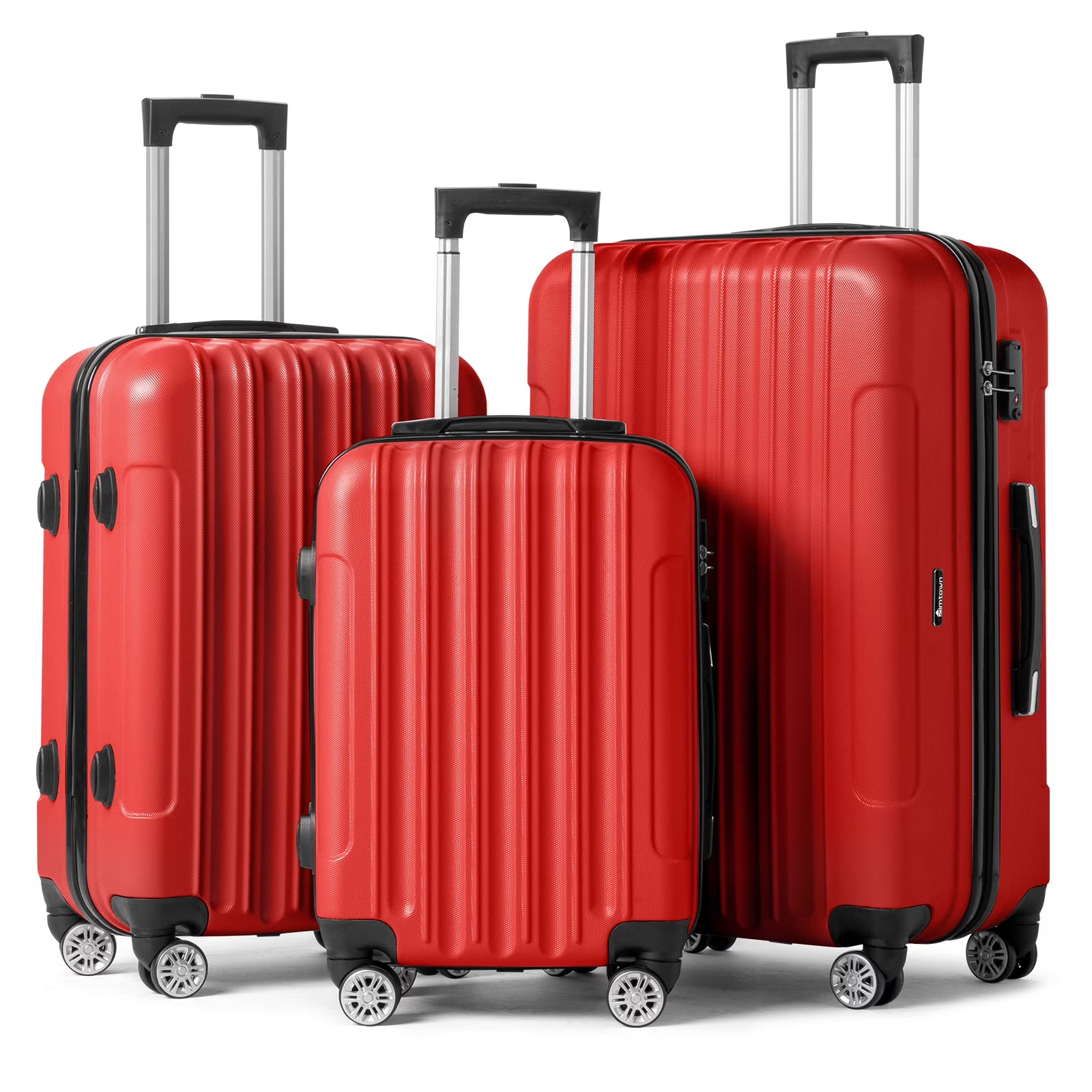 Zimtown 3 Piece Nested Spinner Suitcase Luggage Set With TSA Lock Dark Gray
