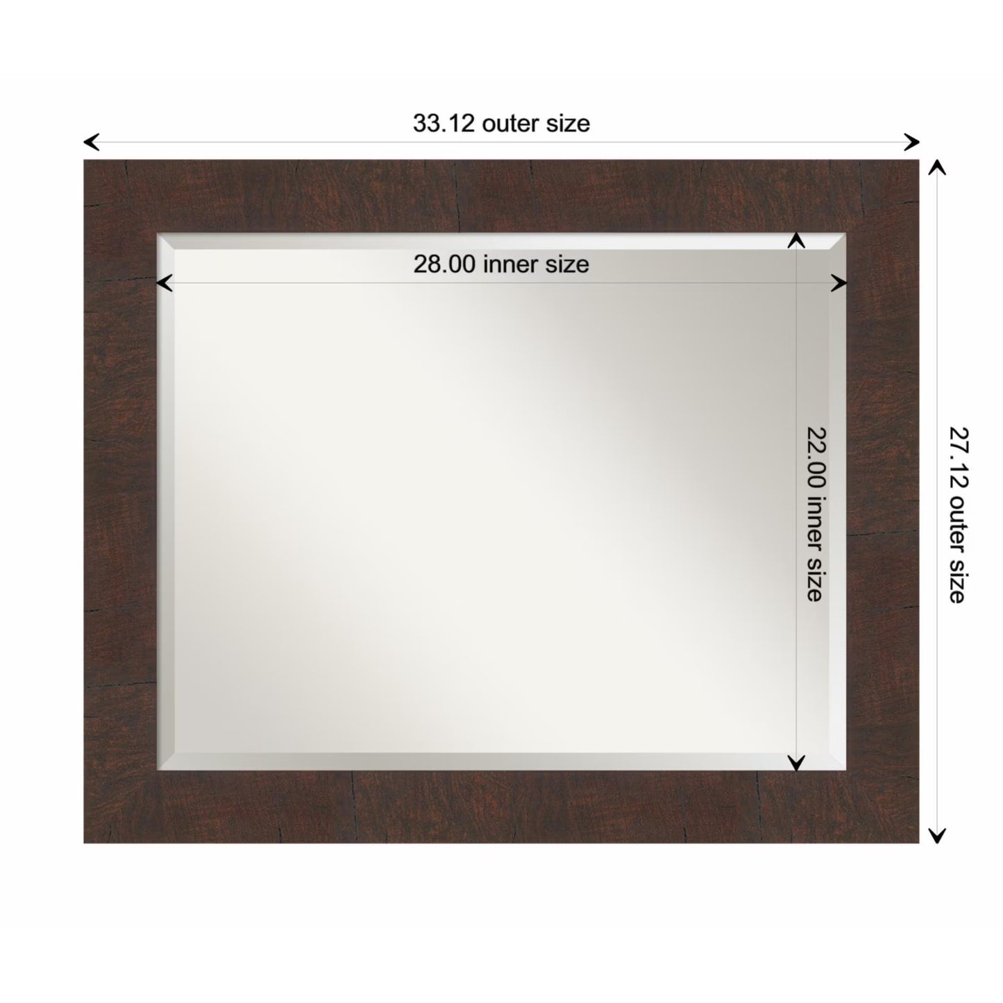 Amanti Art Wildwood Brown Framed Wall Mirror - 21.12 x 25.12 in