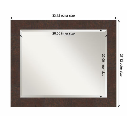Amanti Art Wildwood Brown Framed Wall Mirror - 21.12 x 25.12 in