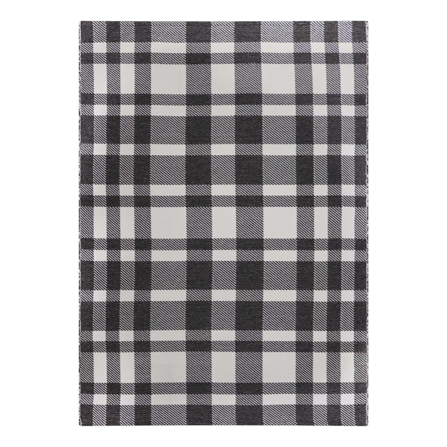Better Homes & Gardens Buffalo Plaid Reversible Rug, Black/White, 7' x 10'