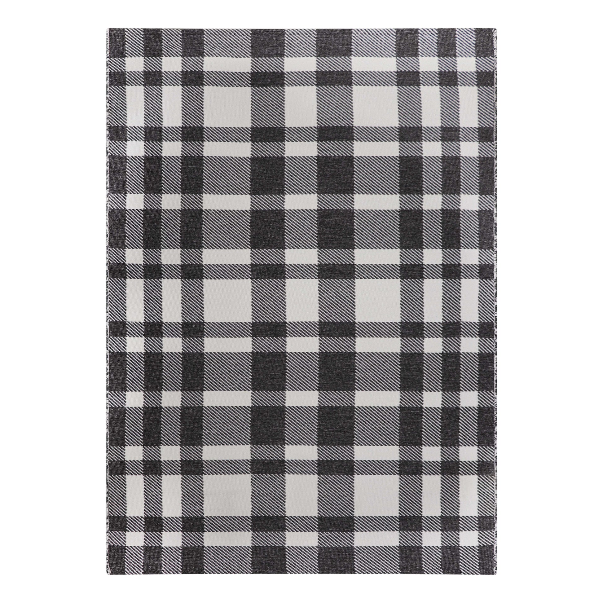 Better Homes & Gardens Buffalo Plaid Reversible Rug, Black/White, 7' x 10'