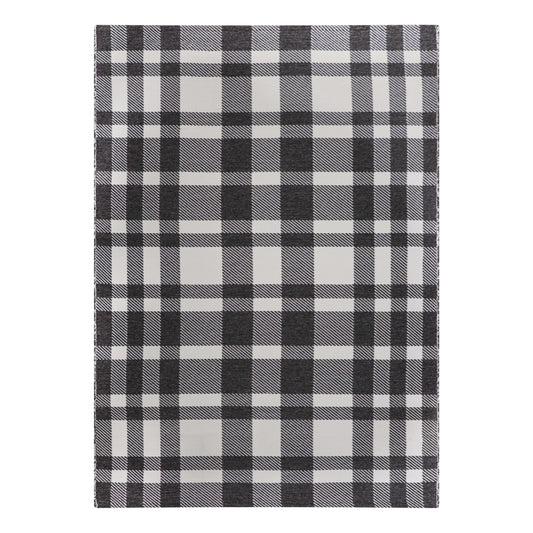 Better Homes & Gardens Buffalo Plaid Reversible Rug, Black/White, 7' x 10'
