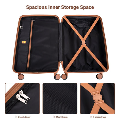 Landisun Luggage Sets 6 Piece Hardshell ABS Suitcase Set with TSA Lock, Travel Luggage with Portable Bag, Black