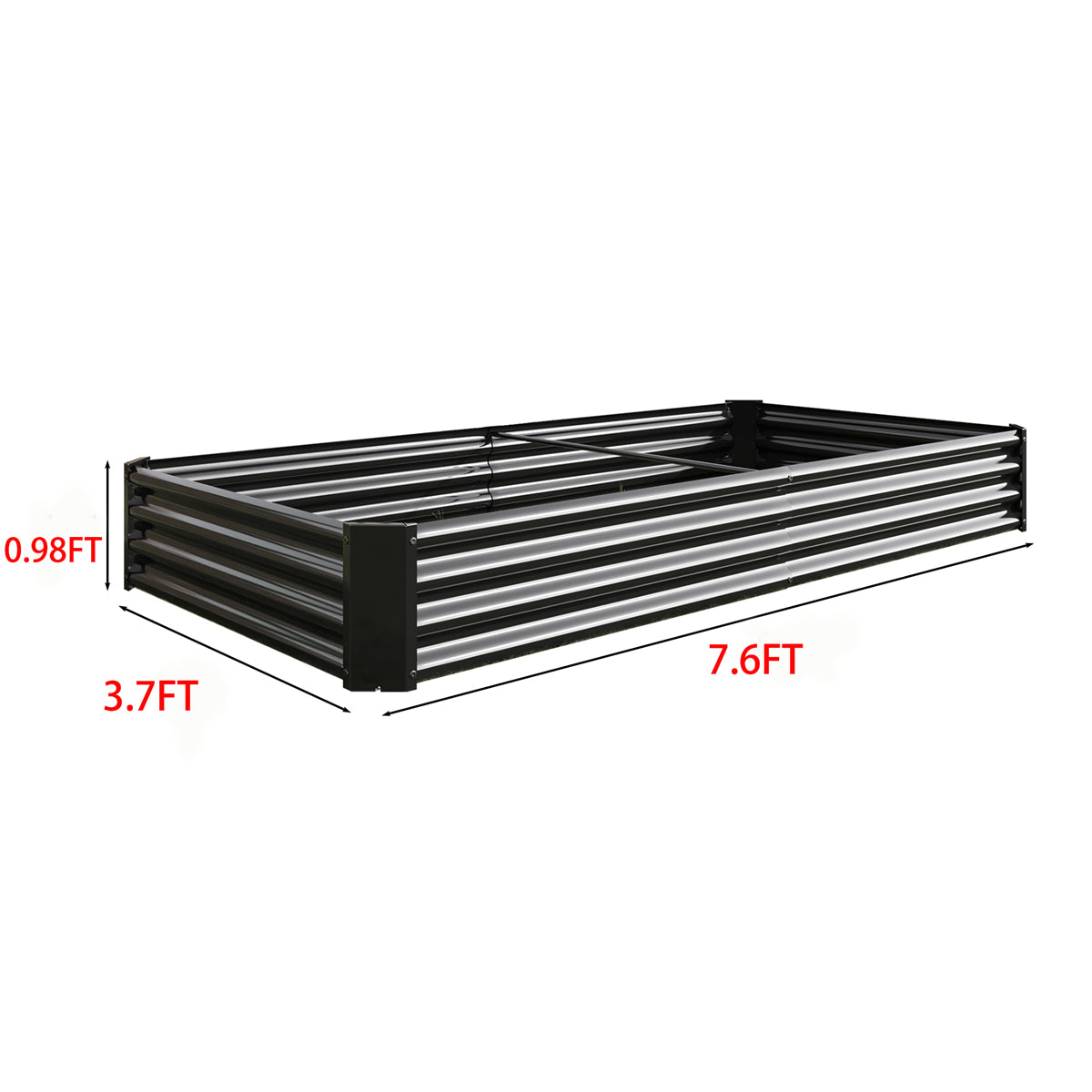 Dtwnek Rectangle Metal Raised Garden Bed Raised Planter for Flowers Plants, Black