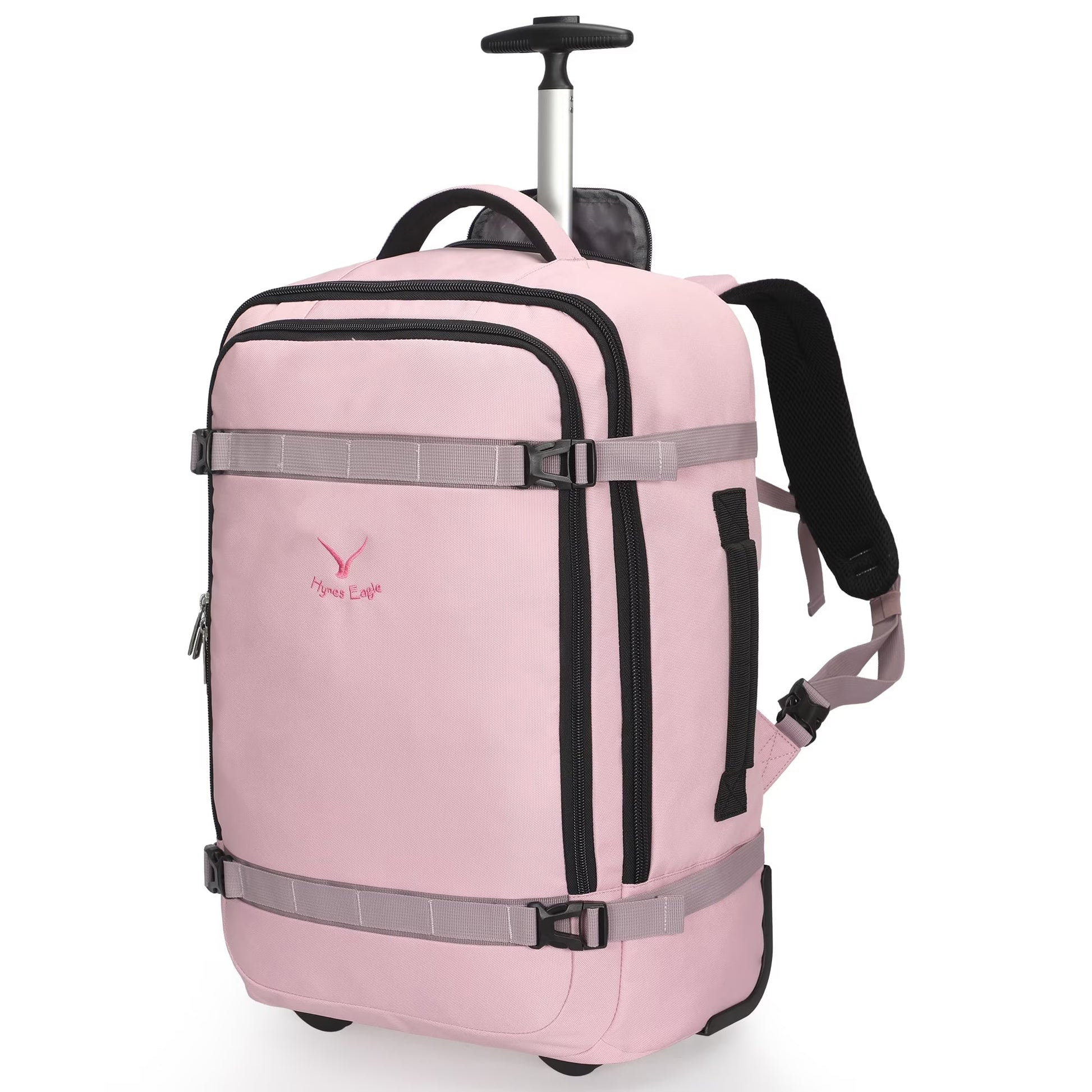 Hynes Eagle 22" Hybrid Carry-On Luggage, Softside Rolling Backpack, Grey