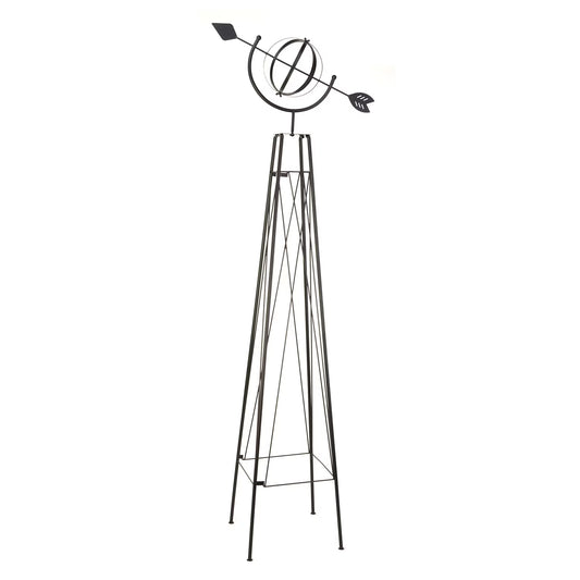 Panacea 86805 6 Ft Metal Garden Obelisk Trellis Sculpture with Armillary Topper