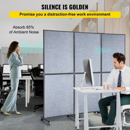 VEVOR Acoustic Room Divider Office Partition Panel 72"x66" 3 Pack in Light Gray