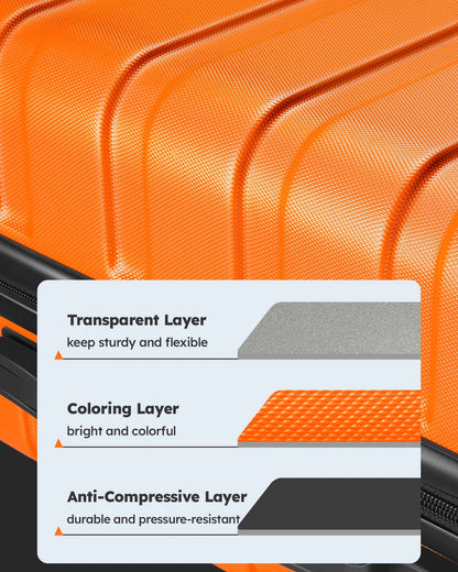 luggage sets 2 piece(20,28 inch) ABS hard suitcase with wheels and TSA lock travel set,orange
