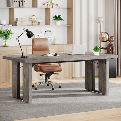Tribesigns 70.9 Inch Executive Computer Desk, Large Study Writing Table for Home Office, Grey