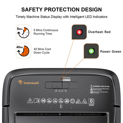 Bonsaii 6-Sheet Micro-Cut Paper Shredder for Home Office Use with Portable Handle