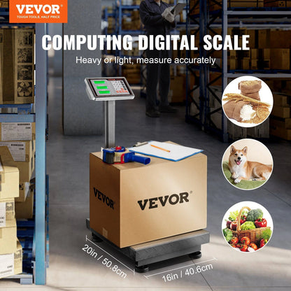 Digital Platform Scale - 660 lbs Capacity, 0.1 lbs Precision, Stainless Steel Display with LB/KG, Tare & Price Calculation, Heavy-Duty Shipping Scale for Boxes, Luggage, FCC Certified