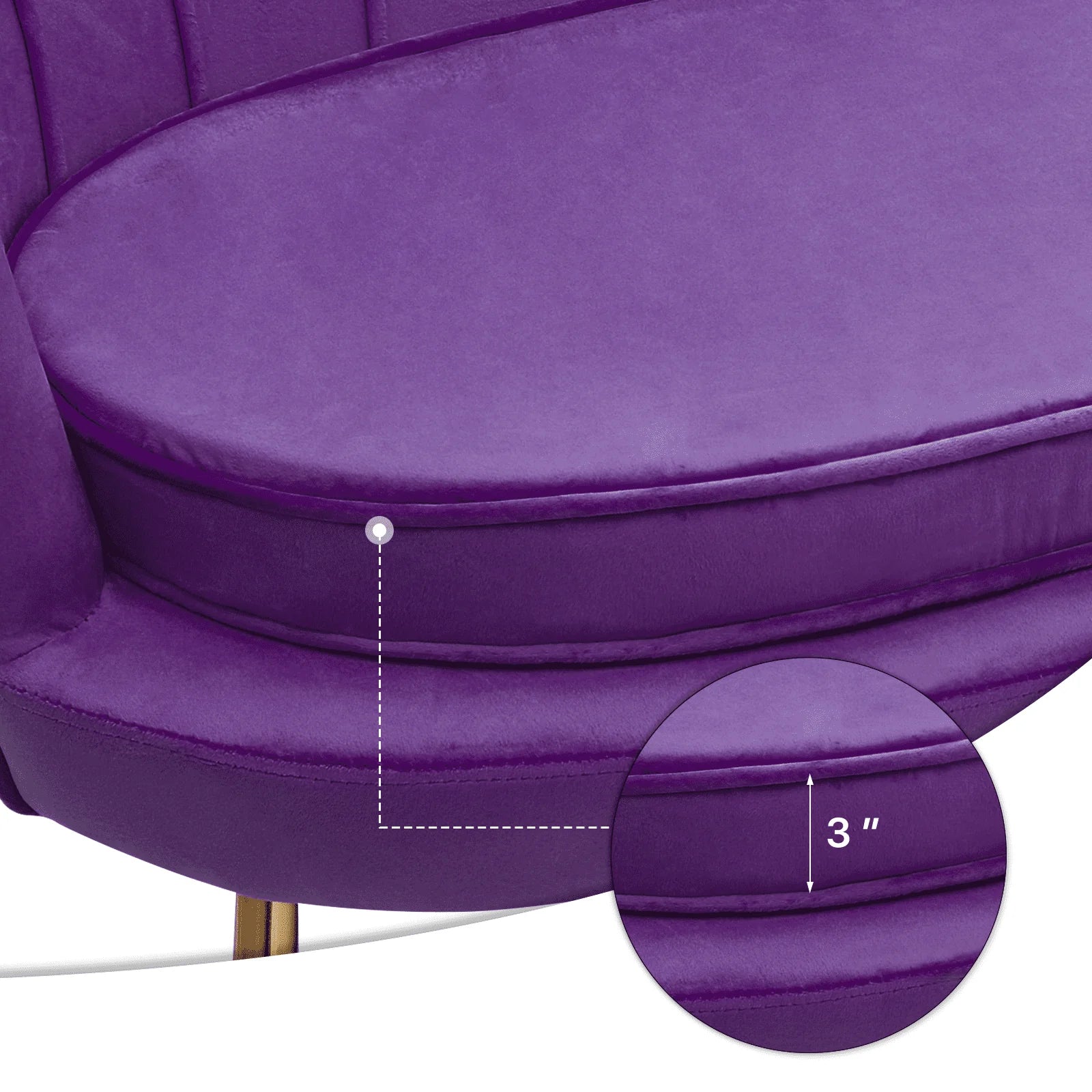 MoNiBloom Contemporary Velvet Loveseat Chair with Gold-Finished Metal Legs, 2-Seater Sofa with Two Pillows for Living Room, Bedroom, Home Office, Purple