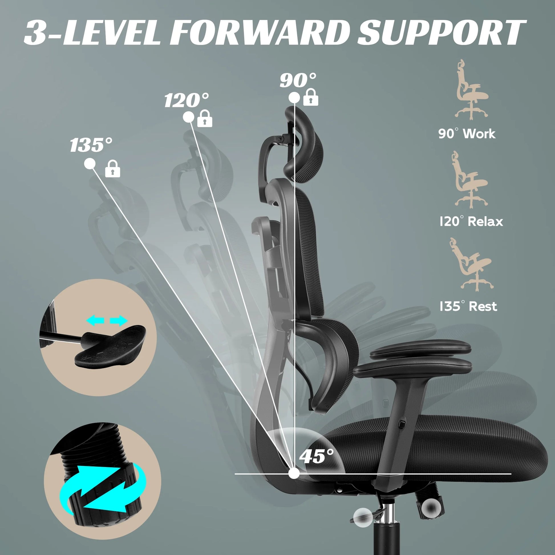 COOLHUT Ergonomic Office Chair Desk Chair High Back Computer Chair with Lumbar Support, High-Sponge Cushion Home Office Chair, 300lbs, Dark Gray