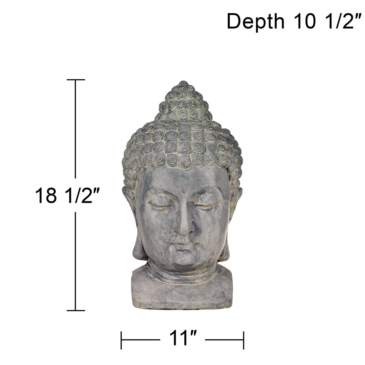 John Timberland Meditating Buddha Head Statue Sculpture Zen Asian Garden Decor Outdoor Front Porch Gray Faux Stone 18 1/2" Tall