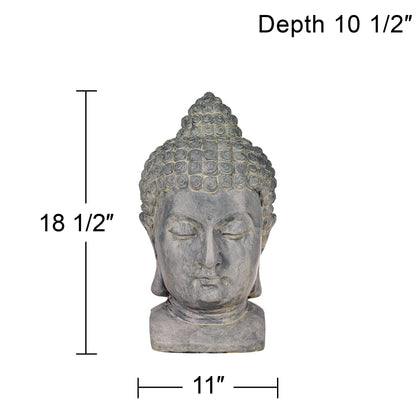 John Timberland Meditating Buddha Head Statue Sculpture Zen Asian Garden Decor Outdoor Front Porch Gray Faux Stone 18 1/2" Tall