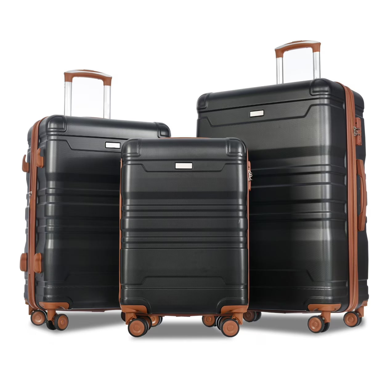Luggage Sets New Model Expandable ABS Hardshell 3pcs Clearance Luggage Hardside Lightweight Durable Suitcase sets Spinner Wheels Suitcase with TSA Lock 20''24''28''(blue and brown)