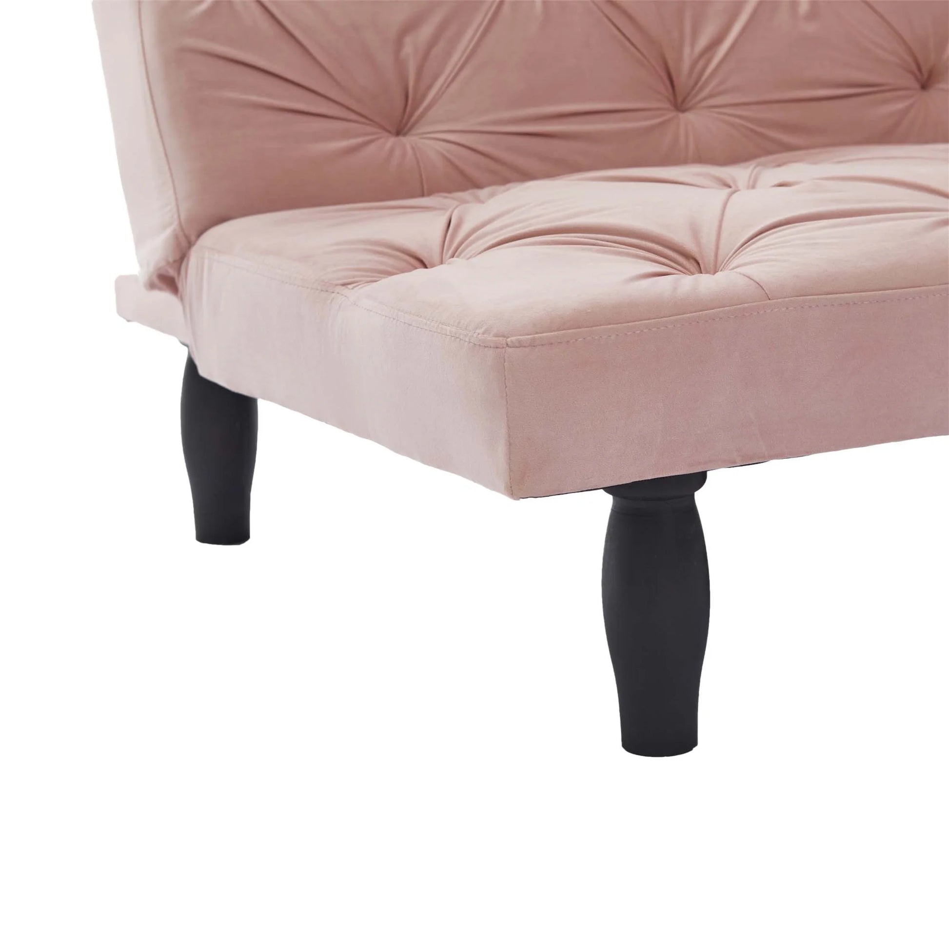 Aukfa Velvet Futon Convertible Sofa for Home Office, Tufted Back, Space Save, Pink