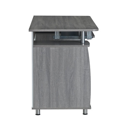 Workstation Computer Desk with Storage in Grey, L-Shaped Office Desk with Bookshelf, CPU Stand, Keyboard Tray for Home Office and Study