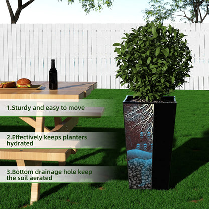 QCQHDU Large Planters for Outdoor Plants Flower Pots Set of 2,Tall Planters for Outdoor Plants,21 inch Outdoor Planters for Front Porch PlantersWhite