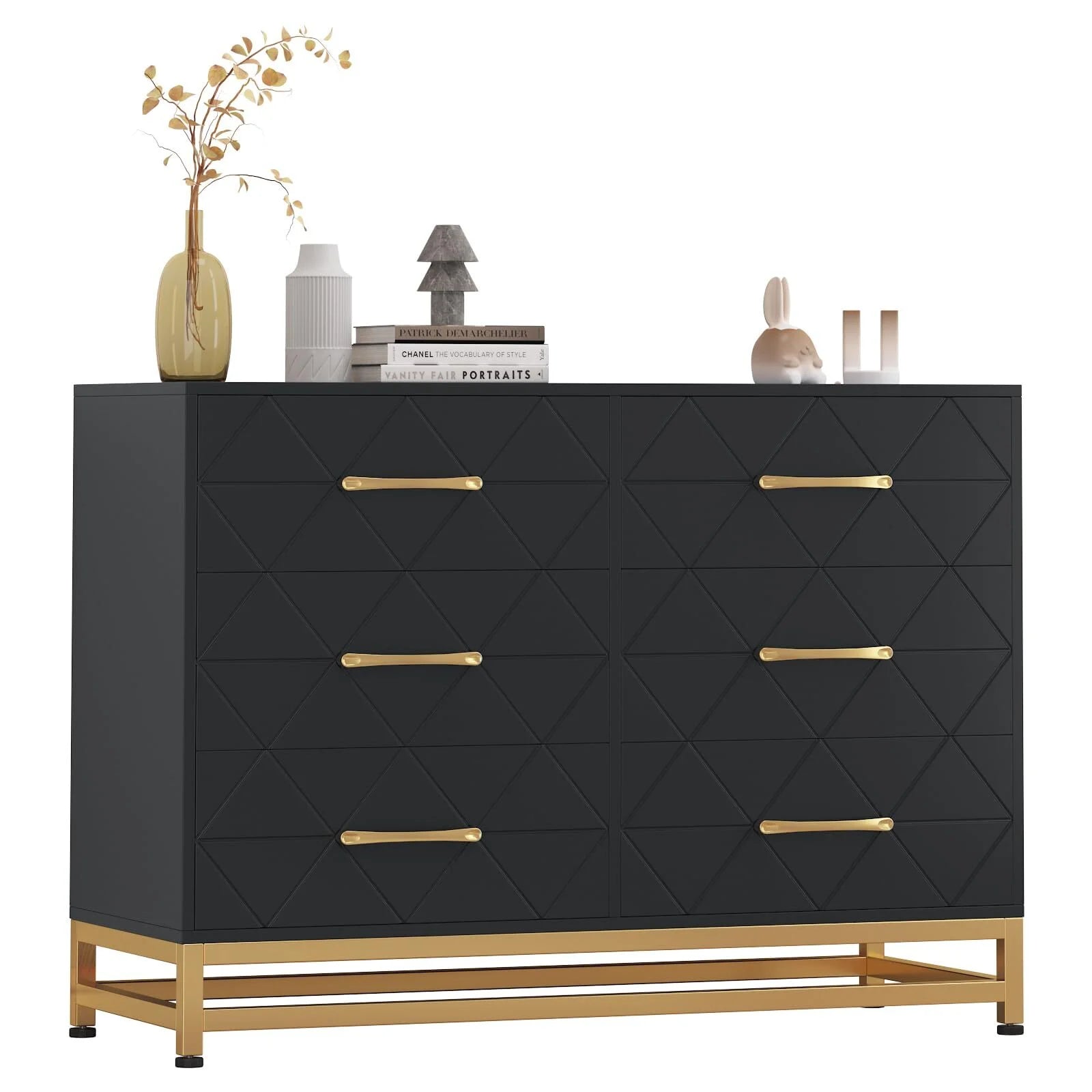 NEILA 6 Drawer Dresser, White Wood Dresser for Closet, TV Stand, Morden Chest of Drawers for Bedroom, Living Room, Hallway, Nursery
