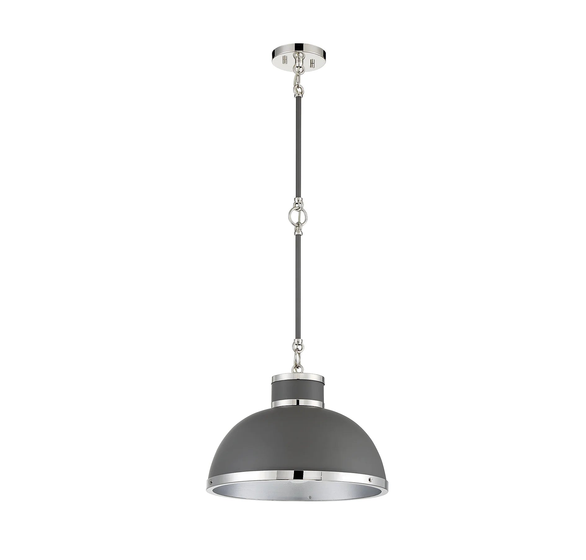 Gray with Polished Nickel Accents One Light Pendant from the Corning Collection