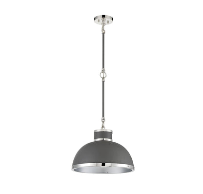 Gray with Polished Nickel Accents One Light Pendant from the Corning Collection