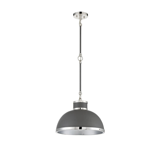 Gray with Polished Nickel Accents One Light Pendant from the Corning Collection