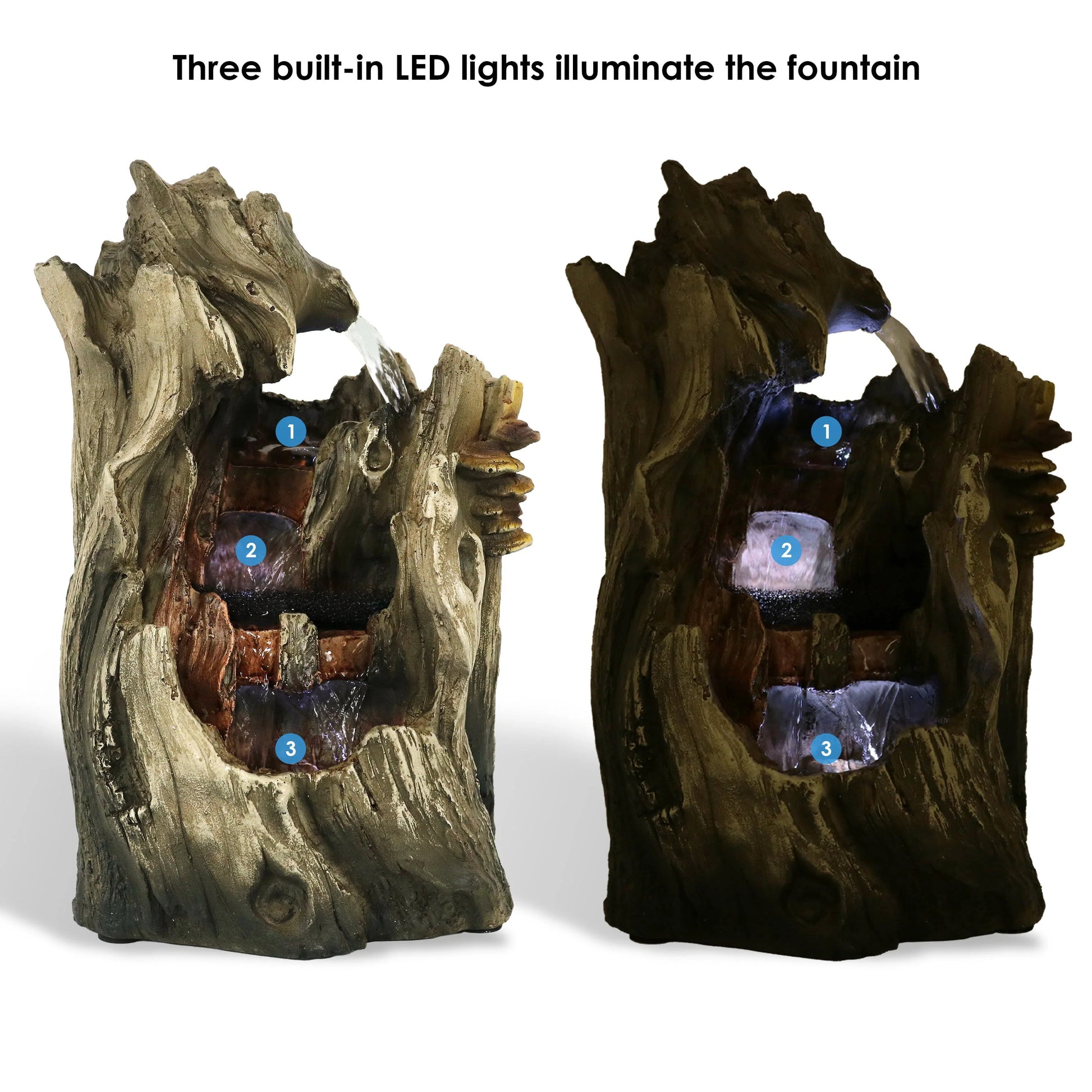 Sunnydaze Indoor Home Decorative Cascading Caves Waterfall Tabletop Water Fountain with LED Lights - 14"