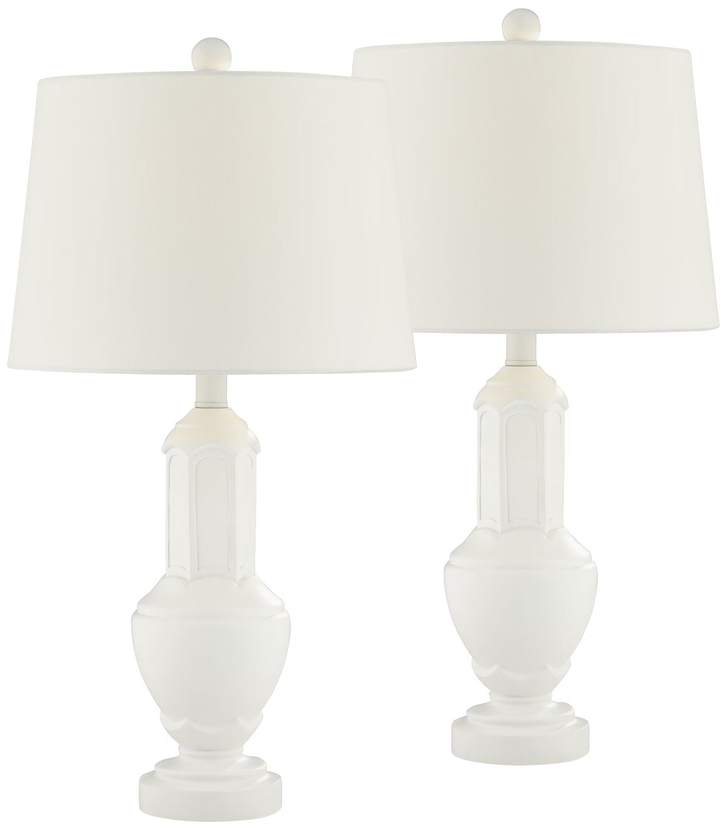 360 Lighting 25 1/4" High Vase Modern Table Lamps Set of 2 White Living Room Bedroom Bedside Nightstand House Office Home Reading