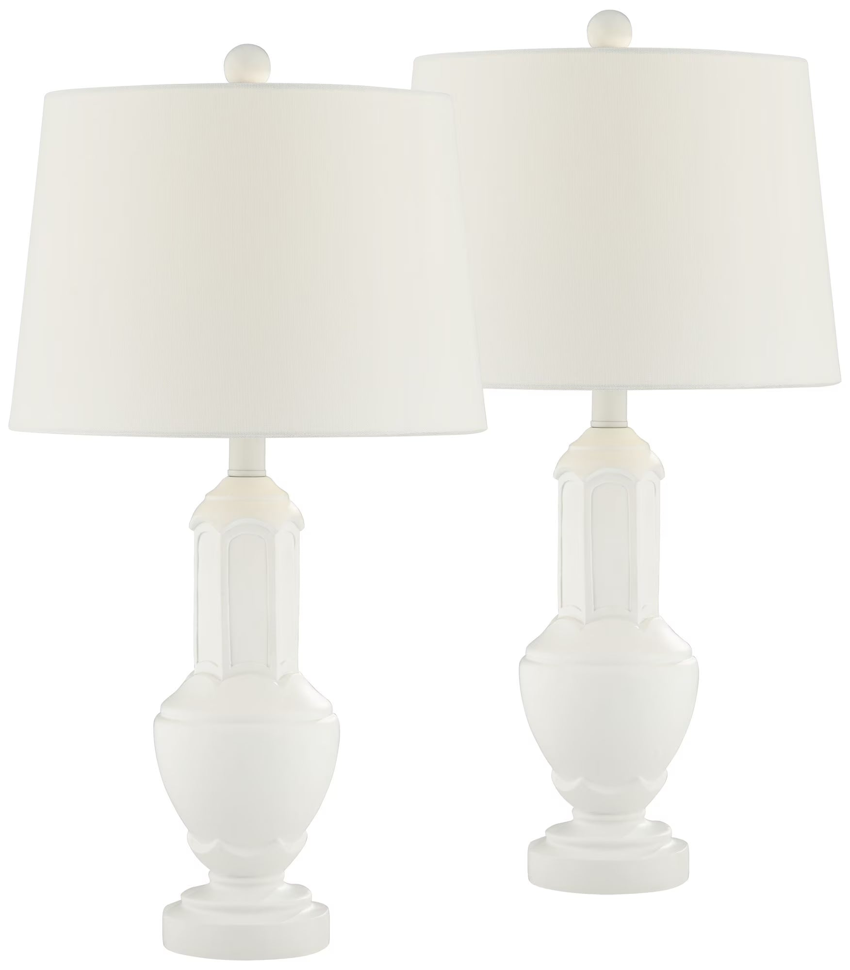 360 Lighting 25 1/4" High Vase Modern Table Lamps Set of 2 White Living Room Bedroom Bedside Nightstand House Office Home Reading