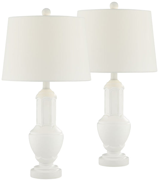 360 Lighting 25 1/4" High Vase Modern Table Lamps Set of 2 White Living Room Bedroom Bedside Nightstand House Office Home Reading